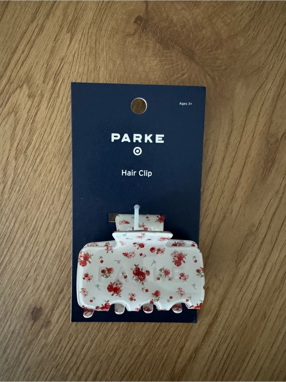 Parker White Hair Clip with Red Floral Print